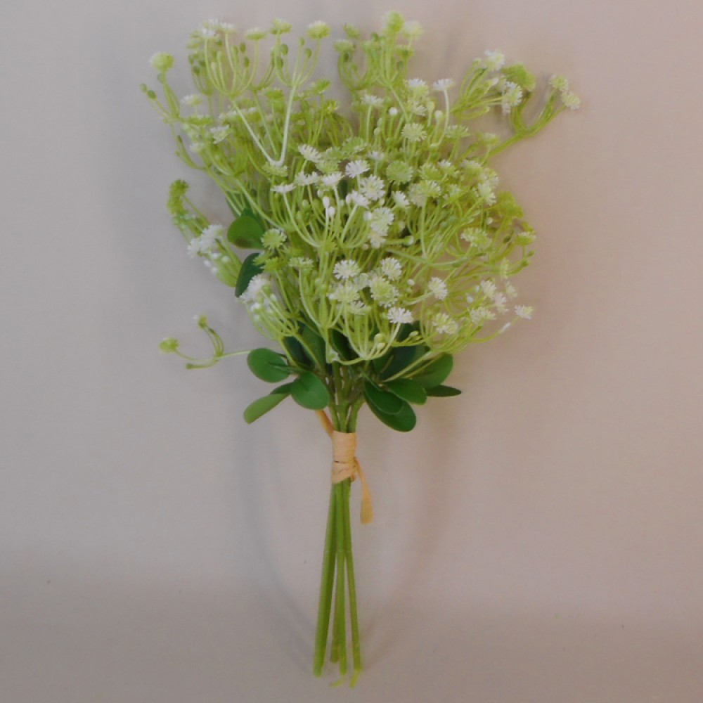 Artificial Gypsophila Bunch White Green 35cm Artificial Flowers